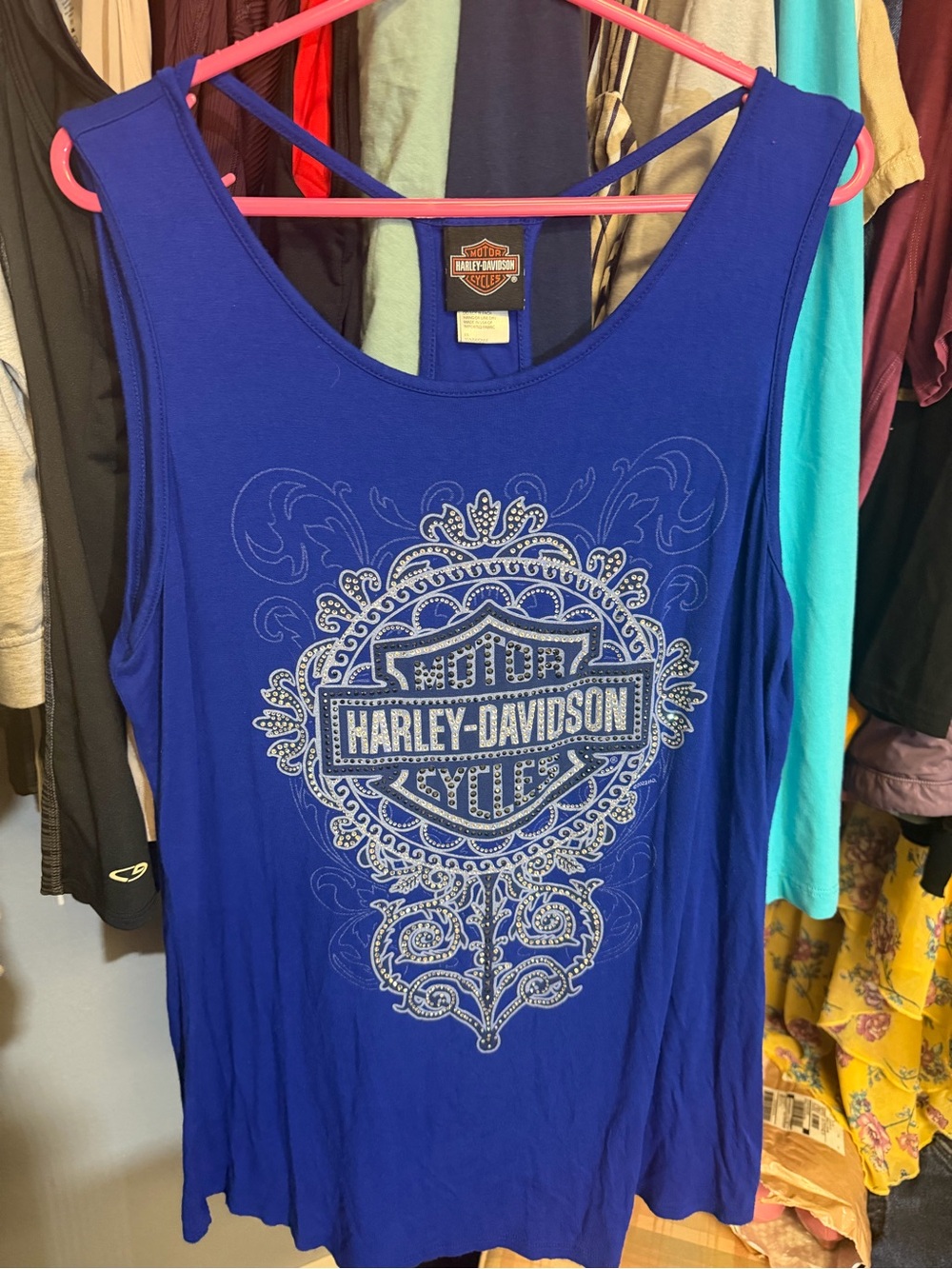 Harley-Davidson Royal Blue Women's Graphic Tank Top - Picture 2 of 5